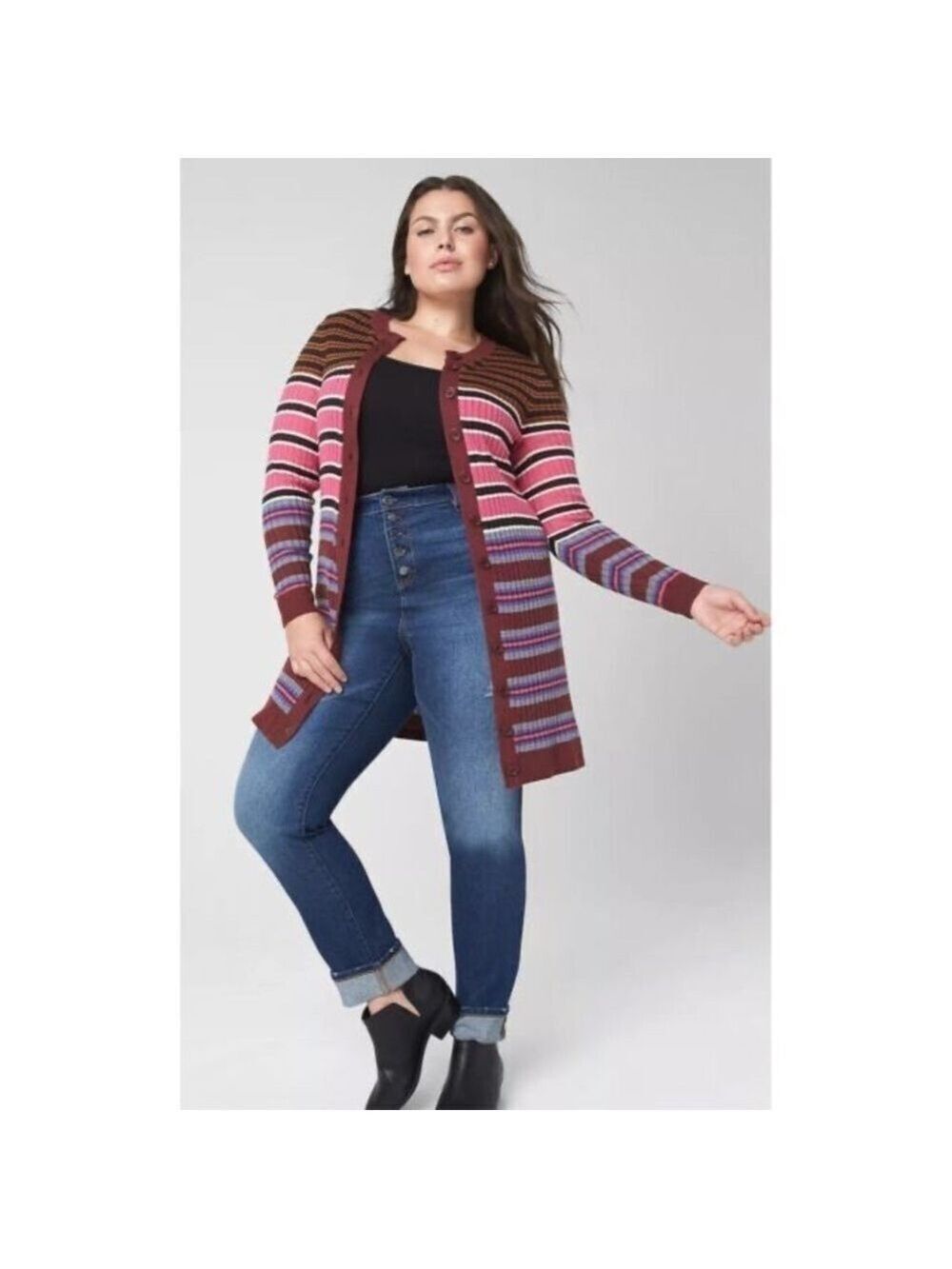NWOT Plus Size Lane Bryant Striped Long Sweater 18/20